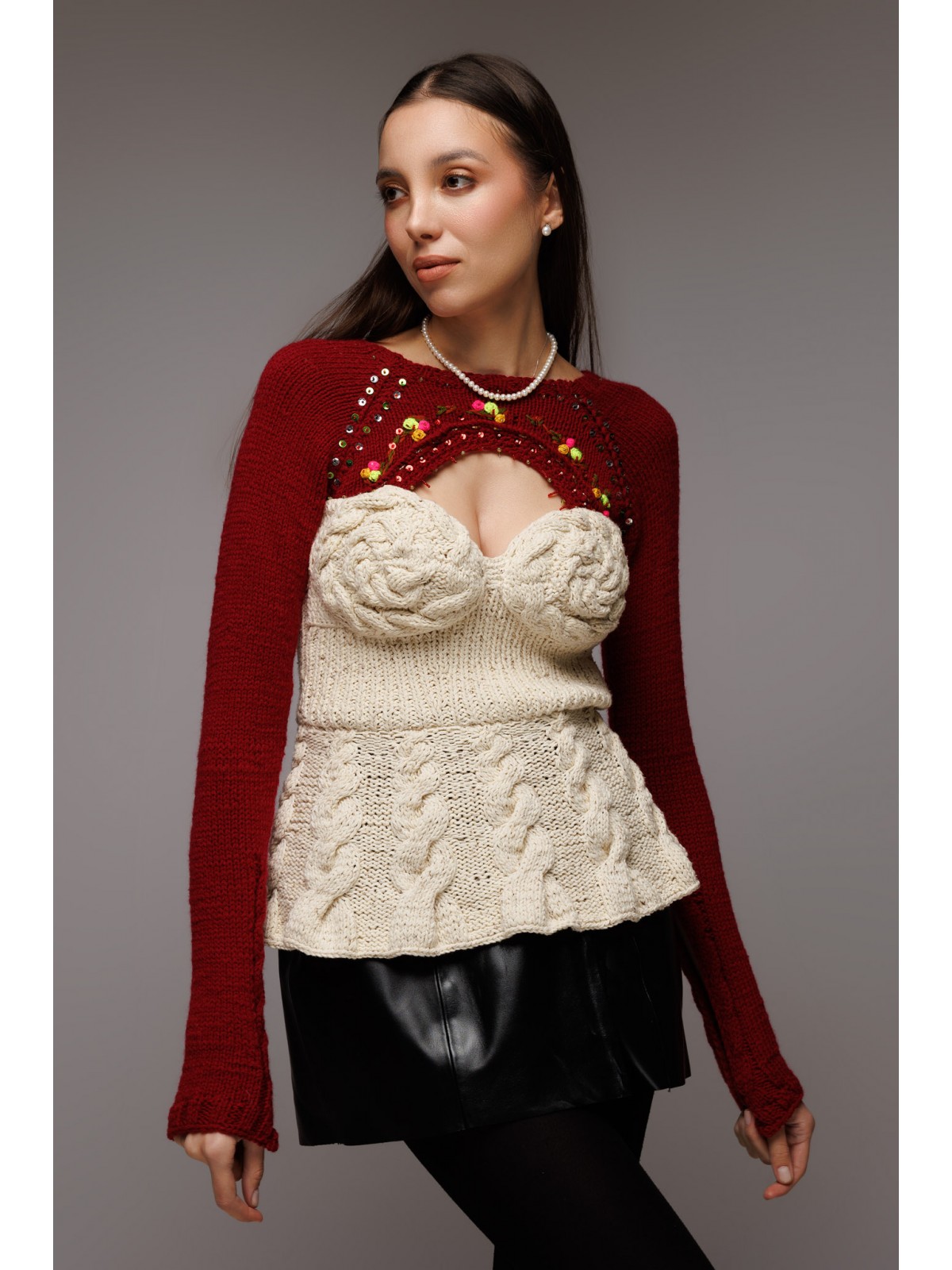 Braided jumper in beige