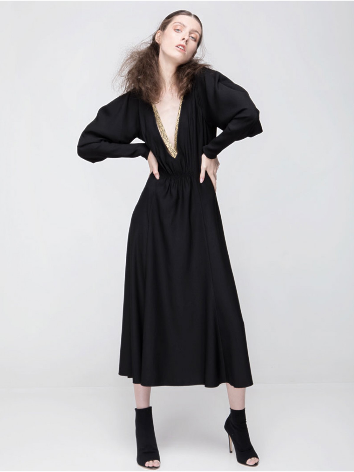Luxurious "V"-cut Neckline Dress